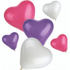 Luftballons, Herzen in zwei Größen und drei Farben (12 St.)