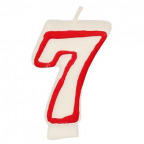 Zahlenkerze "7", weiß/rot (1 St.)