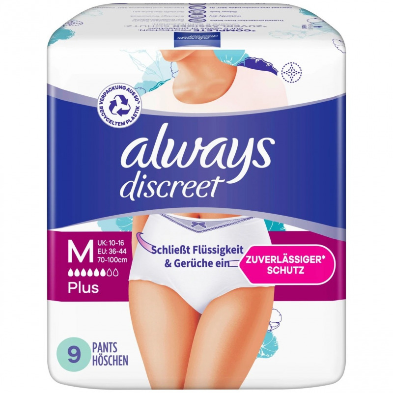 always discreet Höschen Plus bei Blasenschwäche M (9 St.) - PZN 
