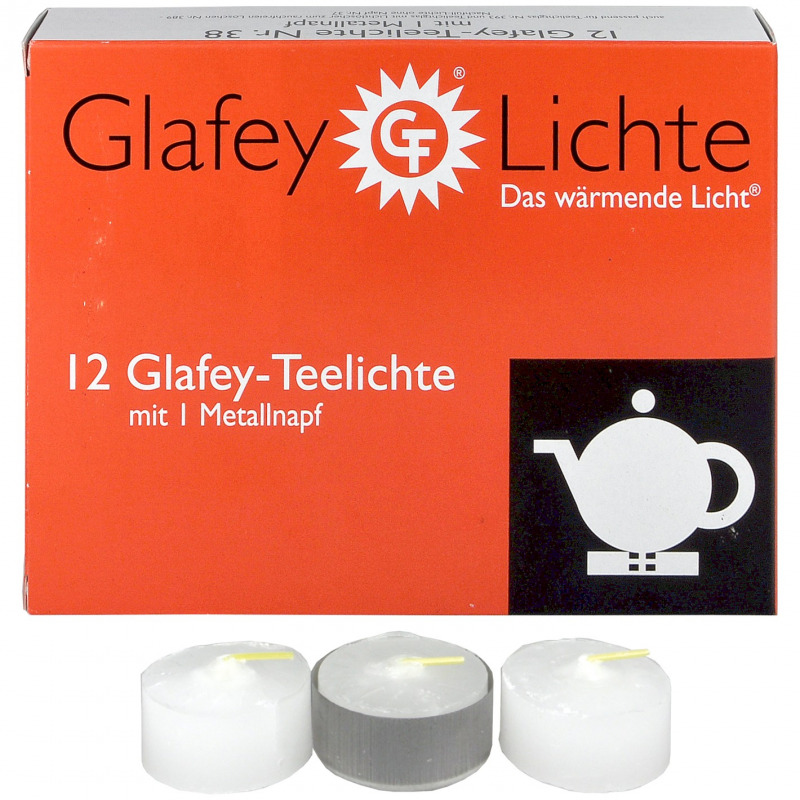 Gastronomie Wachs Glafey Teelichter Nr.38,12er Pack Teelichte ein Odeon Napf Brenndauer 8 Stunden