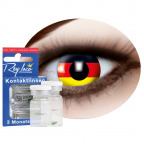 Kontaktlinsen, weich, getönt, schwarz-rot-gelb (1 Paar)