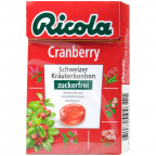 Ricola Schweizer Kräuterbonbon Cranberry zuckerfrei im Böxli (50 g)