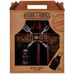 Geschenkset "MEN'S COLLECTION - Born to Grill" in Geschenkbox aus Kraftpapier mit Griff (3-tlg.)