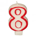 Zahlenkerze "8", weiß/rot (1 St.)