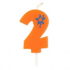 Zahlenkerze mini "2", orange (1 St.)