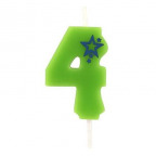 Zahlenkerze mini "4", grün (1 St.)