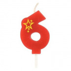 Zahlenkerze mini "6", rot (1 St.)