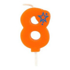 Zahlenkerze mini "8", orange (1 St.)