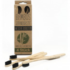 Bambus Zahnbürsten mit schwarzen Borsten, weich (4 St.)