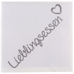 Servietten "Lieblingsessen" weiß, 33 x 33 cm (20 St.)