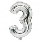 Zahlen-Luftballon "3", silber (1 St.)