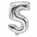 Zahlen-Luftballon "5", silber (1 St.)