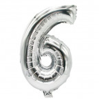 Zahlen-Luftballon "6", silber (1 St.)