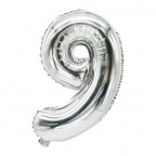 Zahlen-Luftballon "9", silber (1 St.)