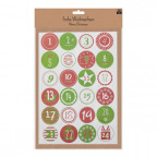 Adventskalender Zahlensticker, grün/weiß/rot (1 Set)