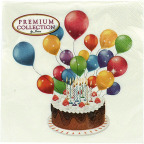 Servietten "Happy Birthday" Kuchen und Ballons, 33 x 33 cm (20 St.)