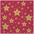Servietten "Goldene Sterne [rot]", 33 x 33 cm (20 St.)