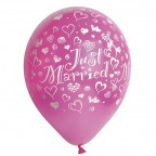Luftballons "Just Married" fuchsia metallic (10 St.)